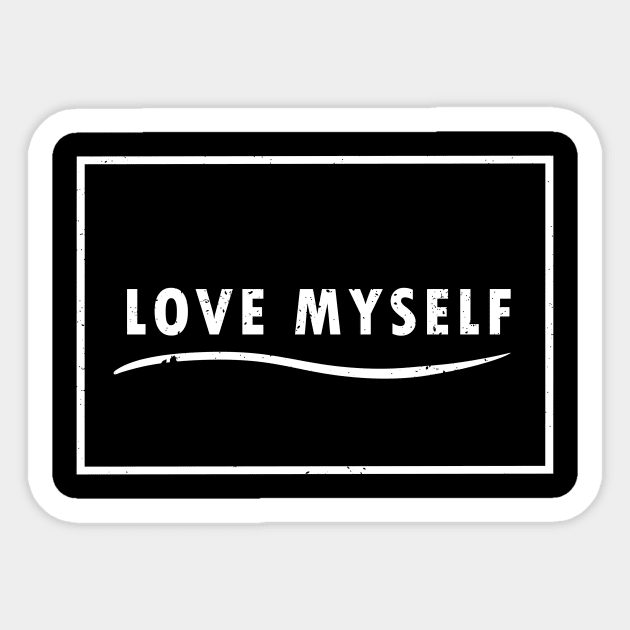 Love myself Typography T shirt quotes retro vintage Sticker by Imaginbox Studio